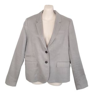 J Crew Factory 100% Linen Blazer Gray Taupe Beige